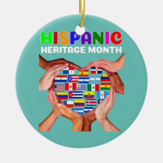 Hispanic Heritage Month All Countries Heart Hands Ceramic Tree Decoration
