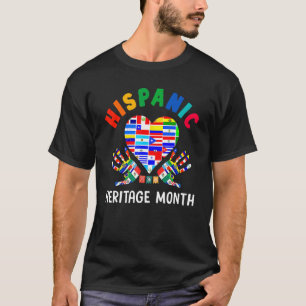 Hispanic Heritage Month All Countries Heart Hands  T-Shirt