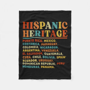 Hispanic Heritage Month All Latin Countries Latino Fleece Blanket