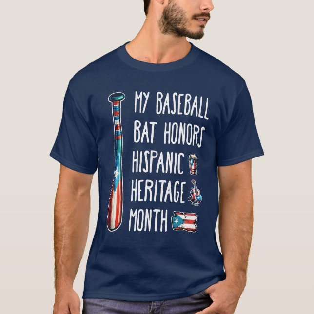 Hispanic Heritage Month Baseball Bat T-Shirt (Front)