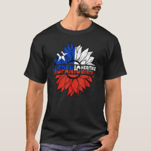 Hispanic Heritage Month Chile Flag Sunflower Pride T-Shirt