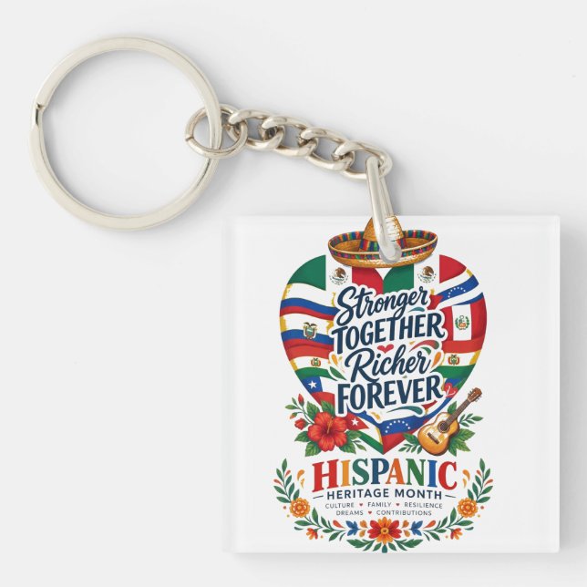 Hispanic Heritage Month Coastal Celebration Key Ring (Front)