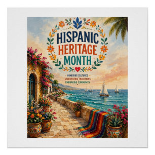 Hispanic Heritage Month Coastal Celebration Poster