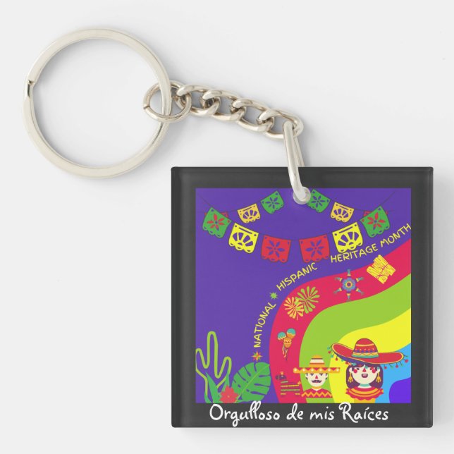Hispanic Heritage Month Colourful Culture Key Ring (Front)
