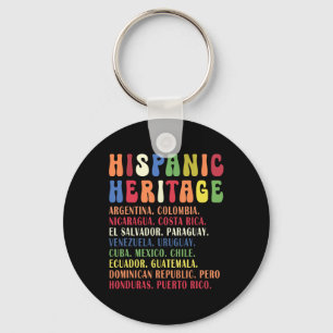 Hispanic Heritage Month Countries Names Tee Key Ring