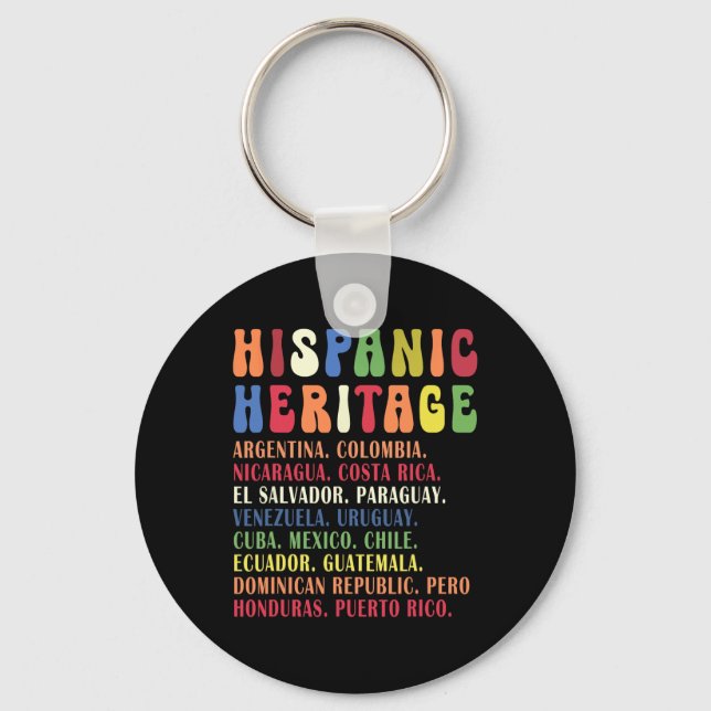 Hispanic Heritage Month Countries Names Tee  Key Ring (Front)