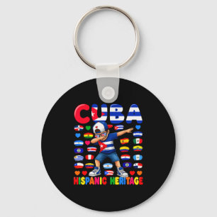 Hispanic Heritage Month Dabbing Boy Cuba Flag Cuba Key Ring