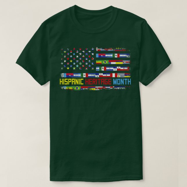 Hispanic Heritage Month Flags T-Shirt (Design Front)