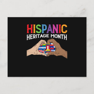 Hispanic Heritage Month Hands Heart Flags Postcard