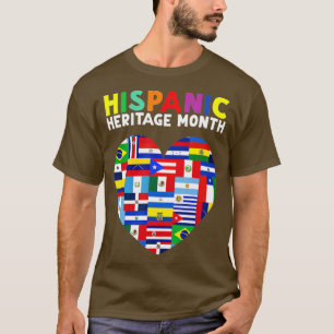 Hispanic Heritage Month Latin All Countries Heart  T-Shirt