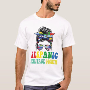 Hispanic Heritage Month Latin Countries Map Flags T-Shirt