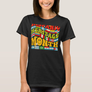 Hispanic Heritage Month Latino Countries Flag Retr T-Shirt