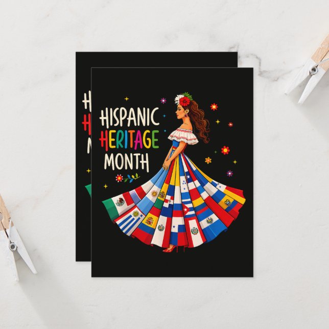 Hispanic Heritage Month Latino Countries Flags Invitation (Front/Back In Situ)
