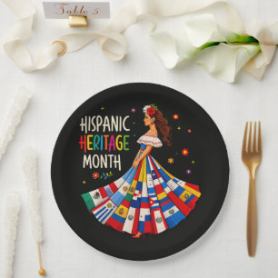 Hispanic Heritage Month Latino Countries Flags Paper Plate