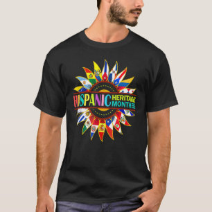Hispanic Heritage Month Latino Countries Flags Sun T-Shirt