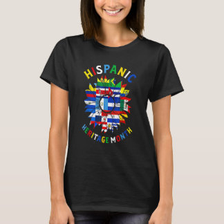 Hispanic Heritage Month Latino Countries Flags Sun T-Shirt