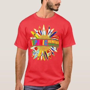 Hispanic Heritage Month Latino Countries Flags Sun T-Shirt