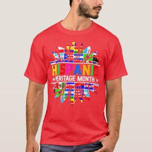 Hispanic Heritage Month Latino Countries Flags Sun T-Shirt