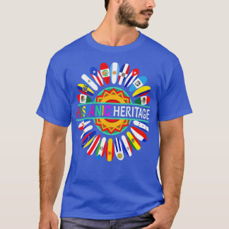 Hispanic Heritage Month Latino Countries Flags Sun T-Shirt