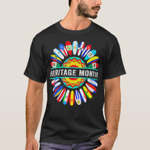 Hispanic Heritage Month Latino Countries Flags Sun T-Shirt