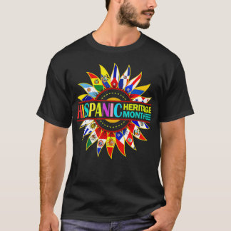 Hispanic Heritage Month Latino Countries Flags Sun T-Shirt