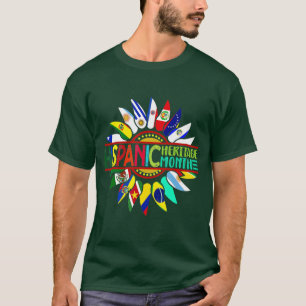 Hispanic Heritage Month Latino Countries Flags Sun T-Shirt