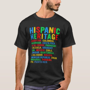 Hispanic Heritage Month Latino Countries Names Ret T-Shirt