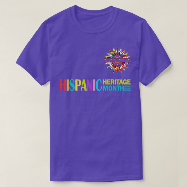 Hispanic Heritage Month Latino Countries Sunflower T-Shirt (Design Front)