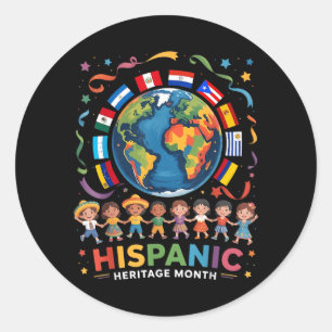 Hispanic Heritage Month Latino Flag Kids Globe Classic Round Sticker