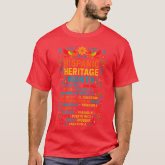 Hispanic Heritage Month Latino Flags Countries Kid T-Shirt