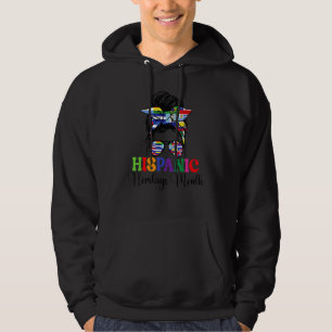 Hispanic Heritage Month Messy Bun Latina Woman Cou Hoodie