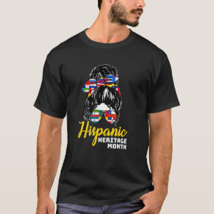 Hispanic Heritage Month Messy Bun Latina Woman Cou T-Shirt