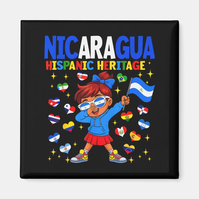 Hispanic Heritage Month Nicaragua Flag Nicaraguan  Magnet (Front)