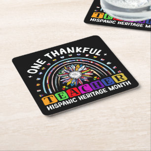 Hispanic Heritage Month One Thankful Teacher Latin Square Paper Coaster
