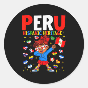 Hispanic Heritage Month Peru Flag Peruvian Girl Ki Classic Round Sticker