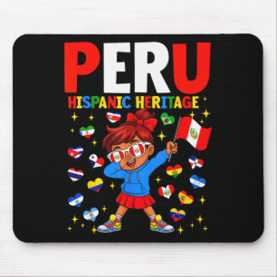 Hispanic Heritage Month Peru Flag Peruvian Girl Ki Mouse Mat