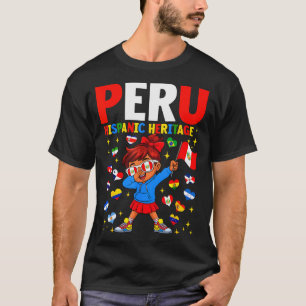 Hispanic Heritage Month Peru Flag Peruvian Girl Ki T-Shirt