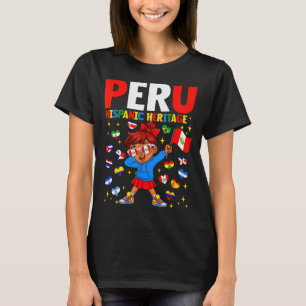 Hispanic Heritage Month Peru Flag Peruvian Girl Ki T-Shirt