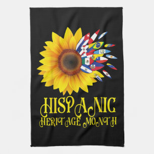 Hispanic Heritage Month Sunflower Latino Americans Tea Towel