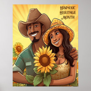 Hispanic Heritage Month Sunflowers Couple Poster