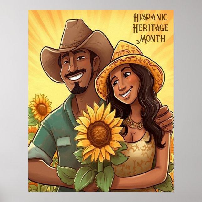Hispanic Heritage Month Sunflowers Couple Poster (Front)