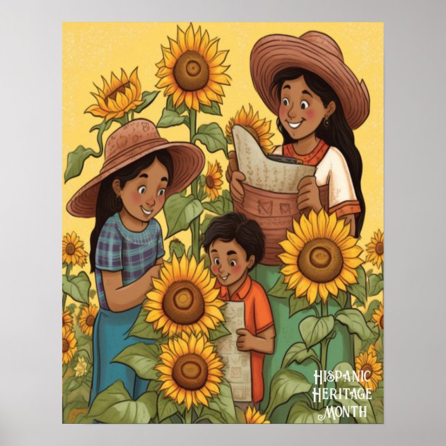Hispanic Heritage Month Sunflowers Family Mum Boy  Poster (Front)