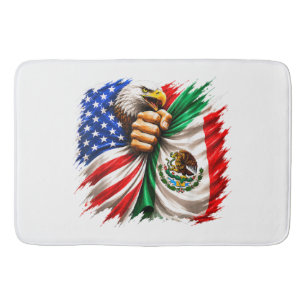Hispanic Heritage Month USA Mexico Flag Bath Mat
