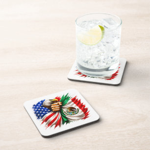 Hispanic Heritage Month USA Mexico Flag Coaster
