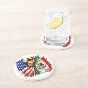 Hispanic Heritage Month USA Mexico Flag Coaster