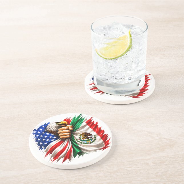 Hispanic Heritage Month USA Mexico Flag Coaster (Side)