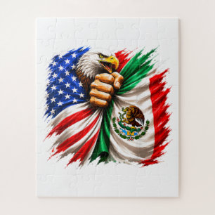Hispanic Heritage Month USA Mexico Flag Jigsaw Puzzle