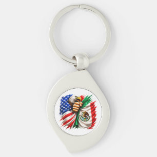 Hispanic Heritage Month USA Mexico Flag Key Ring