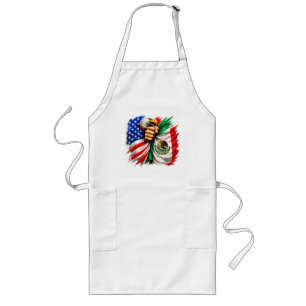 Hispanic Heritage Month USA Mexico Flag Long Apron