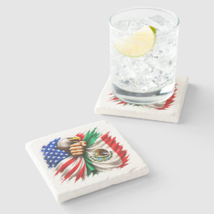 Hispanic Heritage Month USA Mexico Flag Stone Coaster